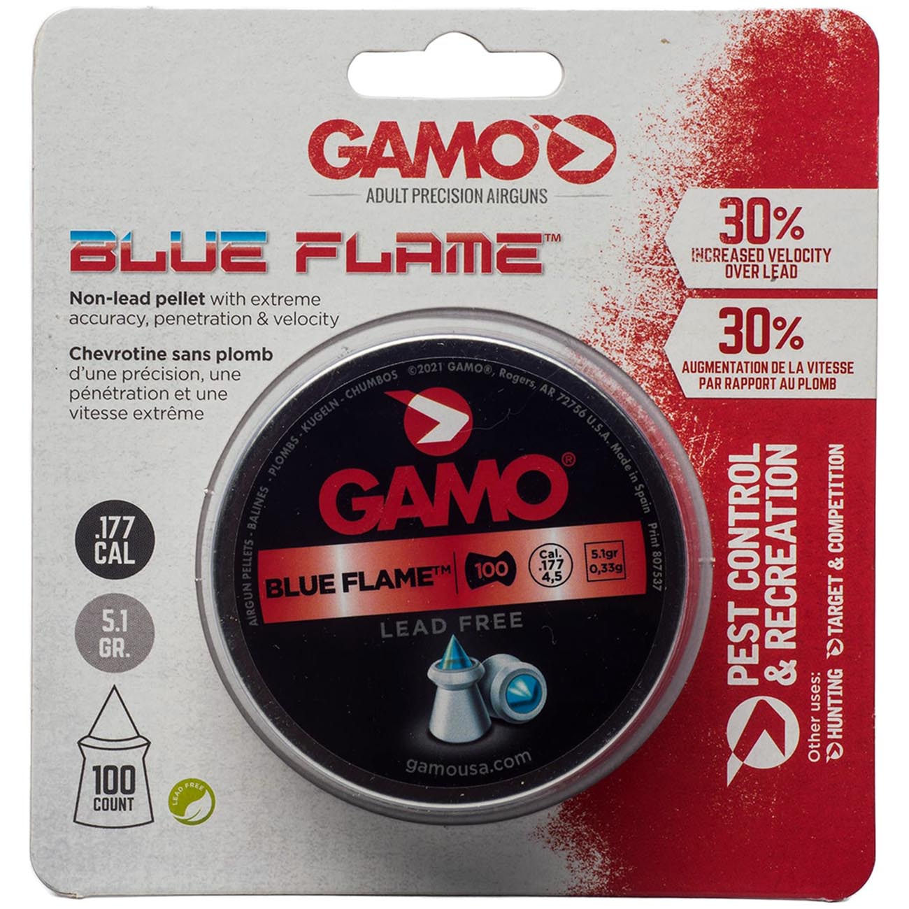 Gamo .177cal "Blue Flame" PBA Pellets - 5.4 Grain (100 Count) - Clinch River Fishing USA