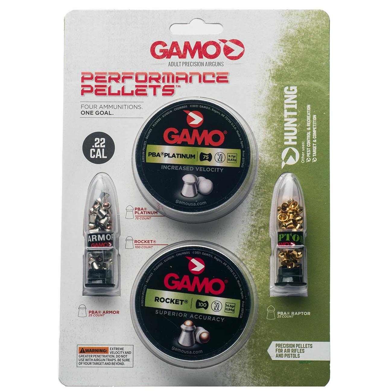 Gamo .22cal Assorted Performance Pellets Combo Pack (225 Count) - Clinch River Fishing USA