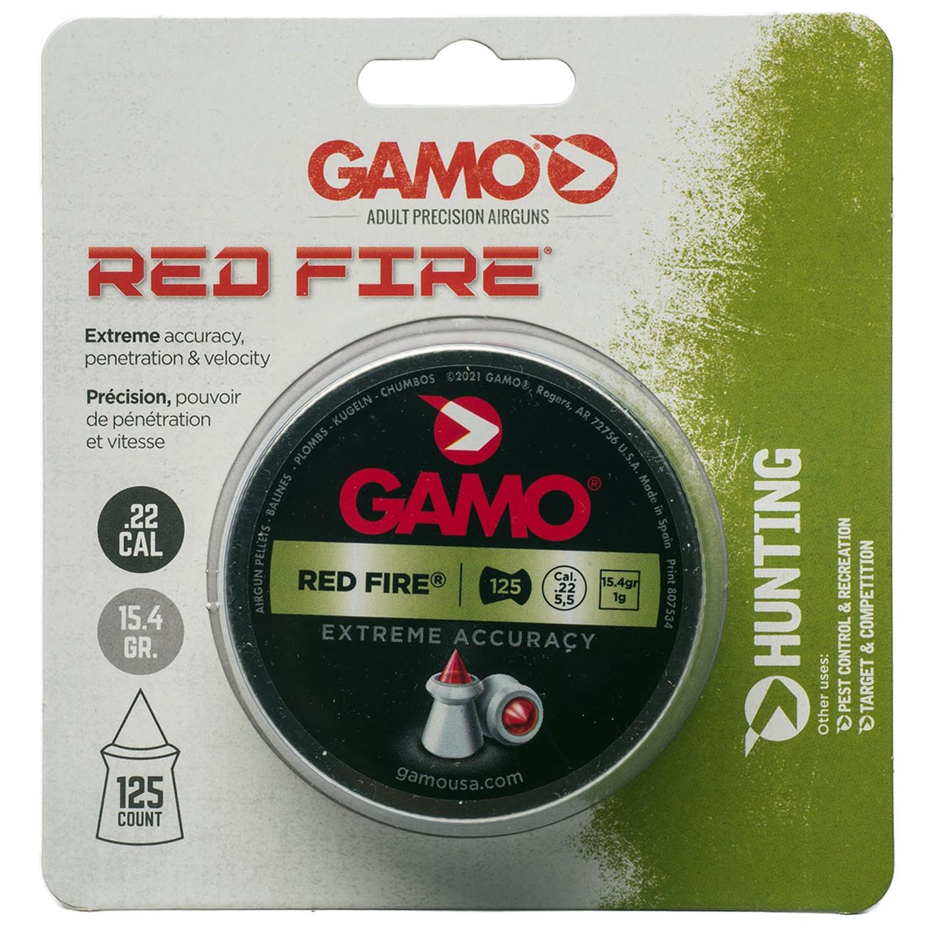 Gamo .22cal GΓΒ£Red FireGΓΒ₯ Pellets - 15.4 Grain (125 Count) - Clinch River Fishing USA