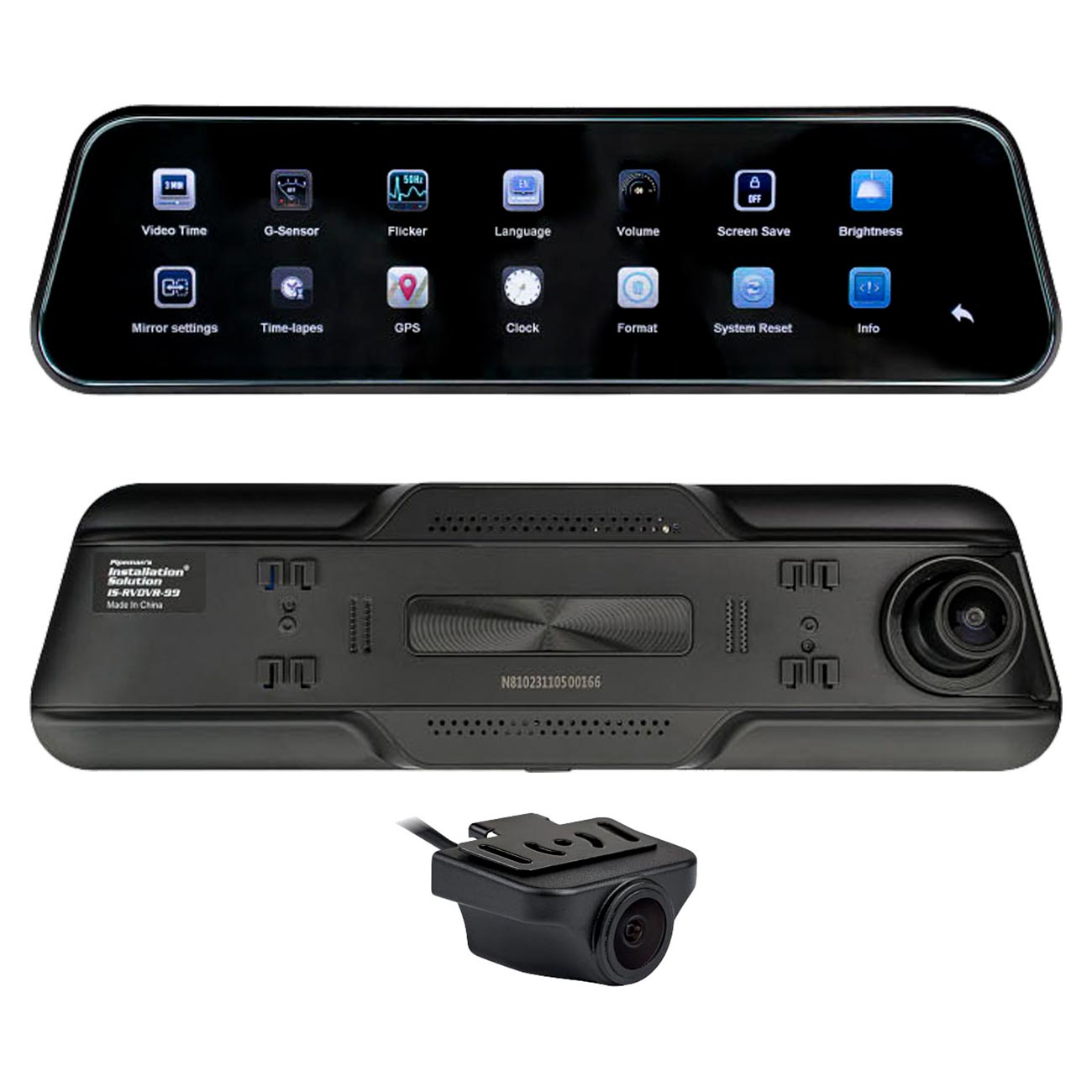 Installation Solution Mirror with Front/Rear View Camera with 9.66" Monitor and DVR - Clinch River Fishing USA
