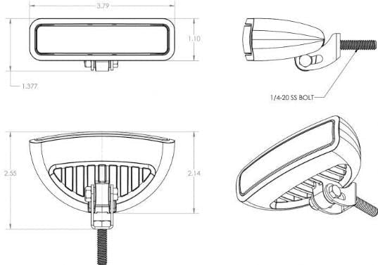 LUMITEC Caprera3 Bracket Mount LED Flood Light, White Housing, Spectrum RGBW Lights | 101710 - Clinch River Fishing USA