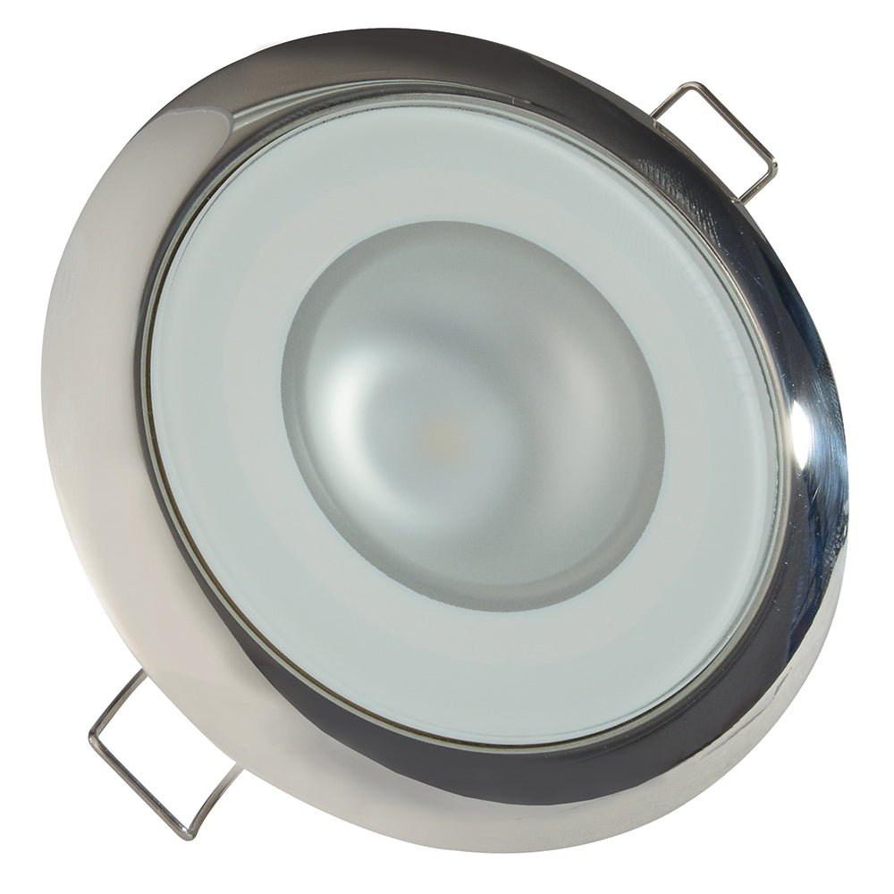 Lumitec Mirage - Flush Mount Down Light - Glass Finish/Polished SS - 4 - Color Red/Blue/Purple Non Dimming w/White Dimming - Clinch River Fishing USA
