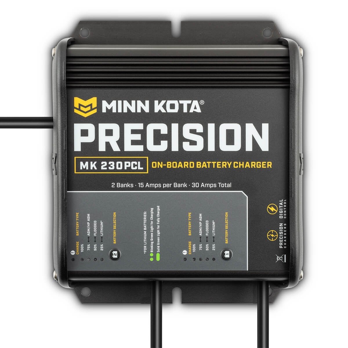 Minn Kota MK230PCL Precision Charger 2 Bank 15 Amps With 6ft AC Power Cable - Clinch River Fishing USA