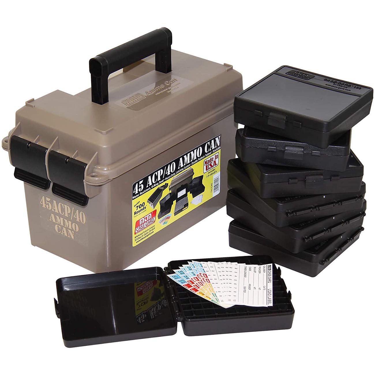 MTM 45 ACP Ammo Can for 700 rd. Includes 7 each P-100-45's Dark Earth - Clinch River Fishing USA