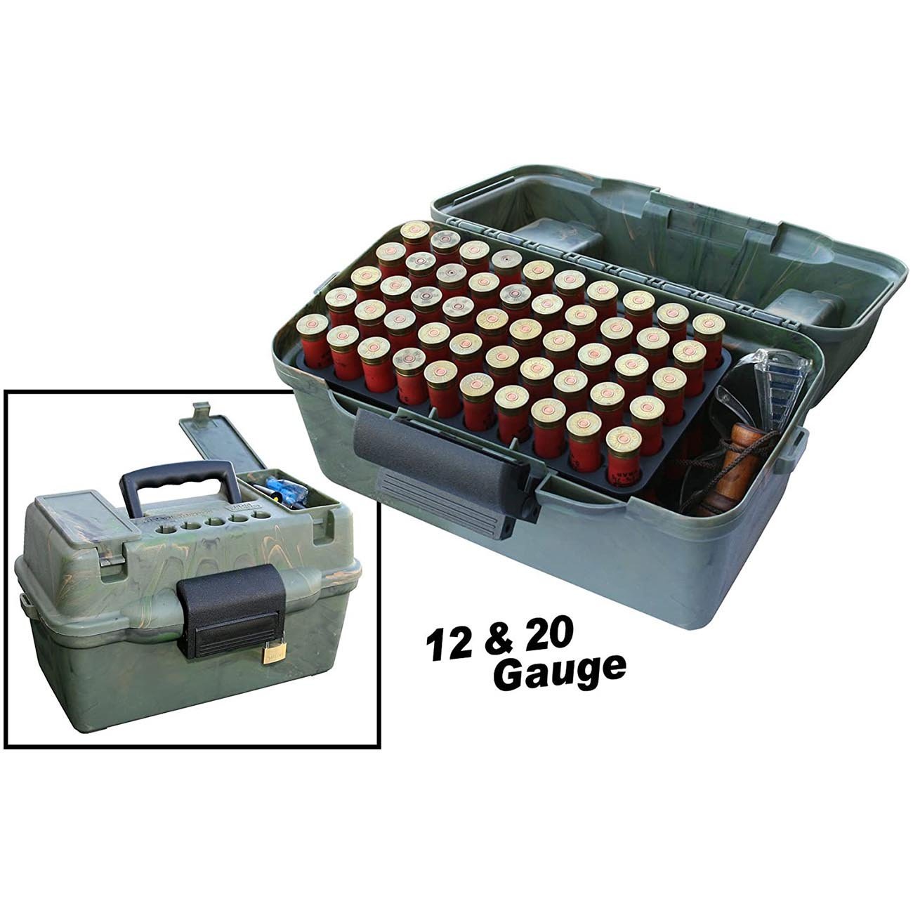 MTM Deluxe Shotshell Case 12/20ga. 100 Rounds (Camo) - Clinch River Fishing USA