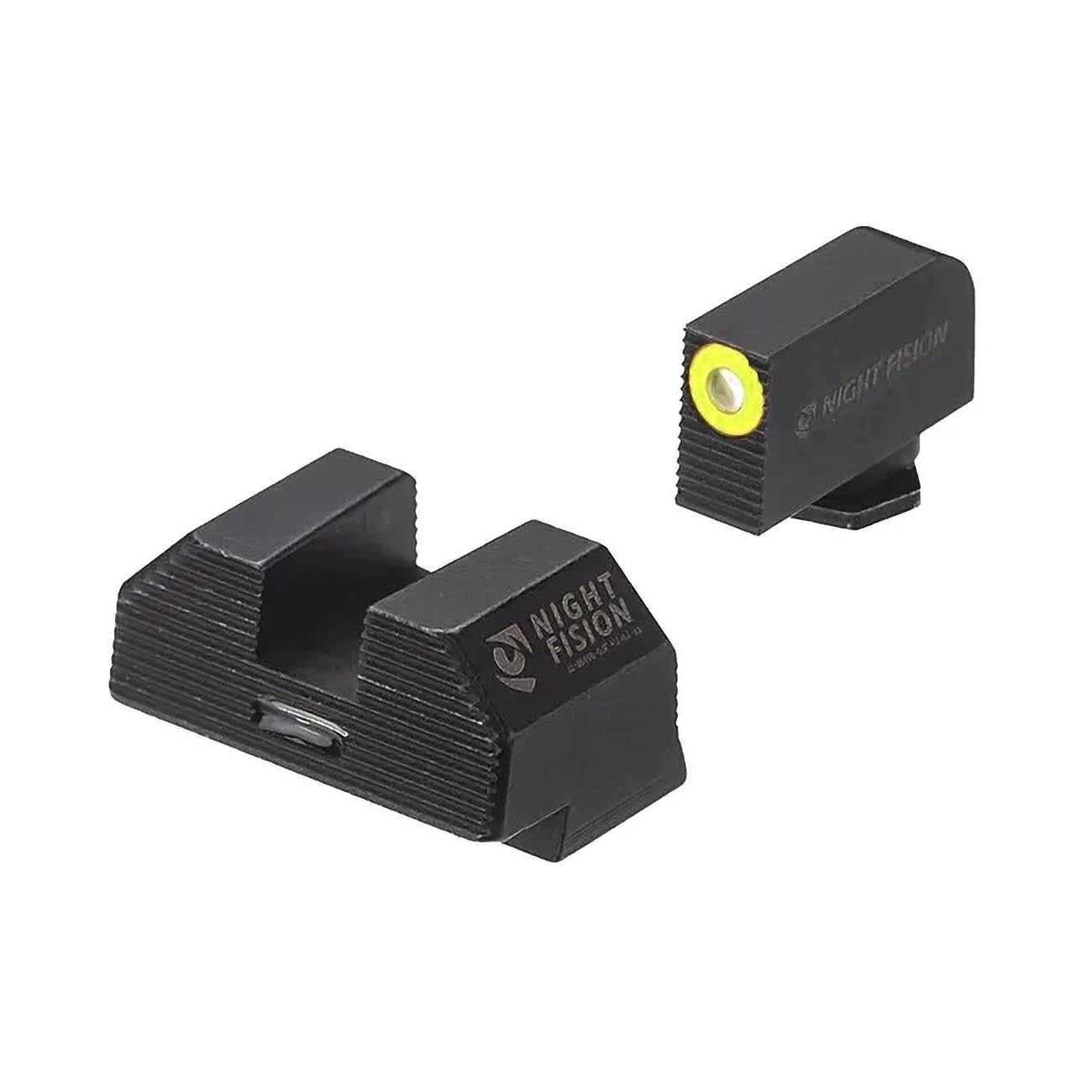 Night Fision Night Sight Set for Glock 42/43/43x/43x MOS Yellow Front Ring/Rear Green Bar - Clinch River Fishing USA