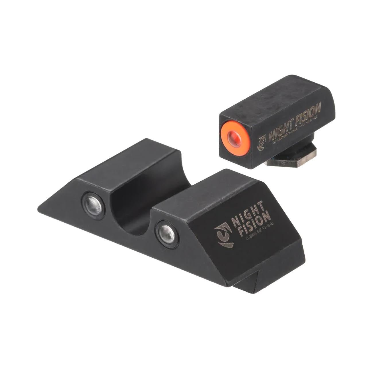 Night Fision Tritium Night Sights for Glock 17/19/34/43/48 - Orange Front Ring/U - Notch Black Rear Ri - Clinch River Fishing USA