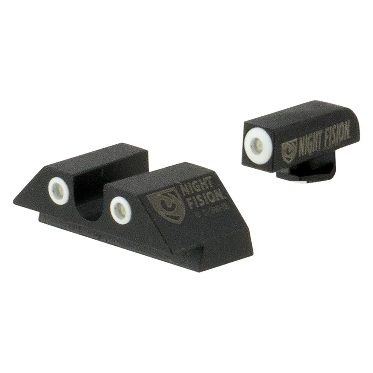 Night Fision Tritium Night Sights for Glock 42/43/43X - White Front Ring/U - Notch White Rear Rings - Clinch River Fishing USA