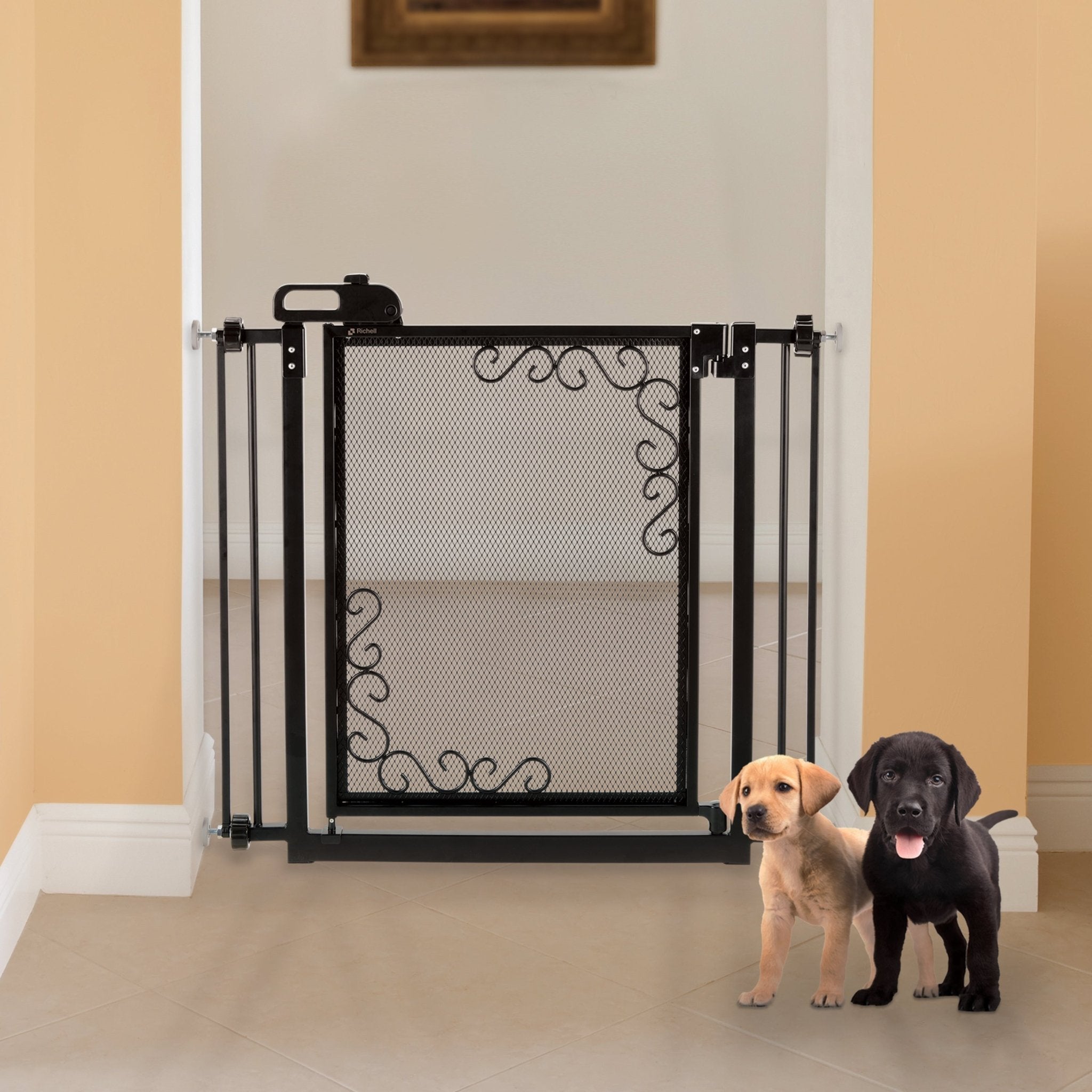 One-Touch Metal Mesh Pet Gate in Antique Bronze - Clinch River Fishing USA