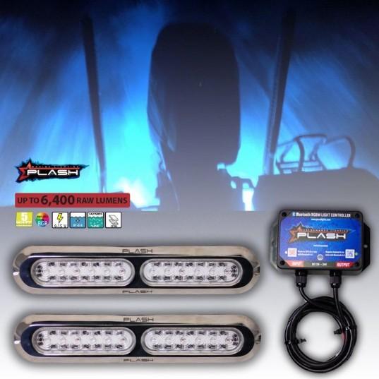 PLASHLIGHTS Poquito 60W Underwater Transom Light - RGB - Pair - W/ Controller | PL-UWL-60W-RGB-K *ON SALE - Clinch River Fishing USA