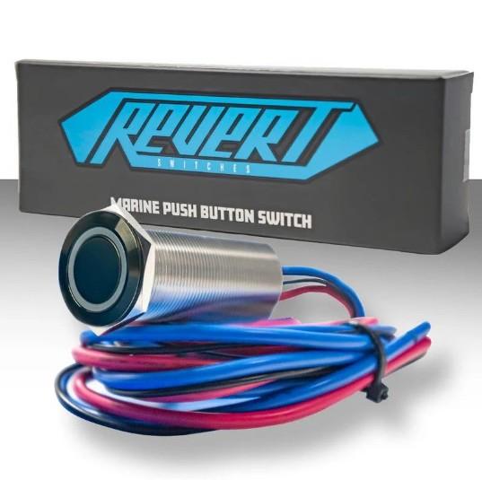 PLASHLIGHTS REVERT Harsh Environment 19MM Dual Color Push Button Momentary Switch - Black | HPBS-19-BLK-M - Clinch River Fishing USA