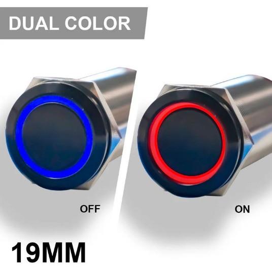 PLASHLIGHTS REVERT Harsh Environment 19MM Dual Color Push Button On/Off Switch - Black | HPBS-19-BLK-L - Clinch River Fishing USA