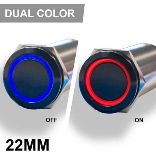 PLASHLIGHTS REVERT Harsh Environment 22MM Dual Color Push Button On/Off Switch - Black | HPBS-22-BLK-L - Clinch River Fishing USA