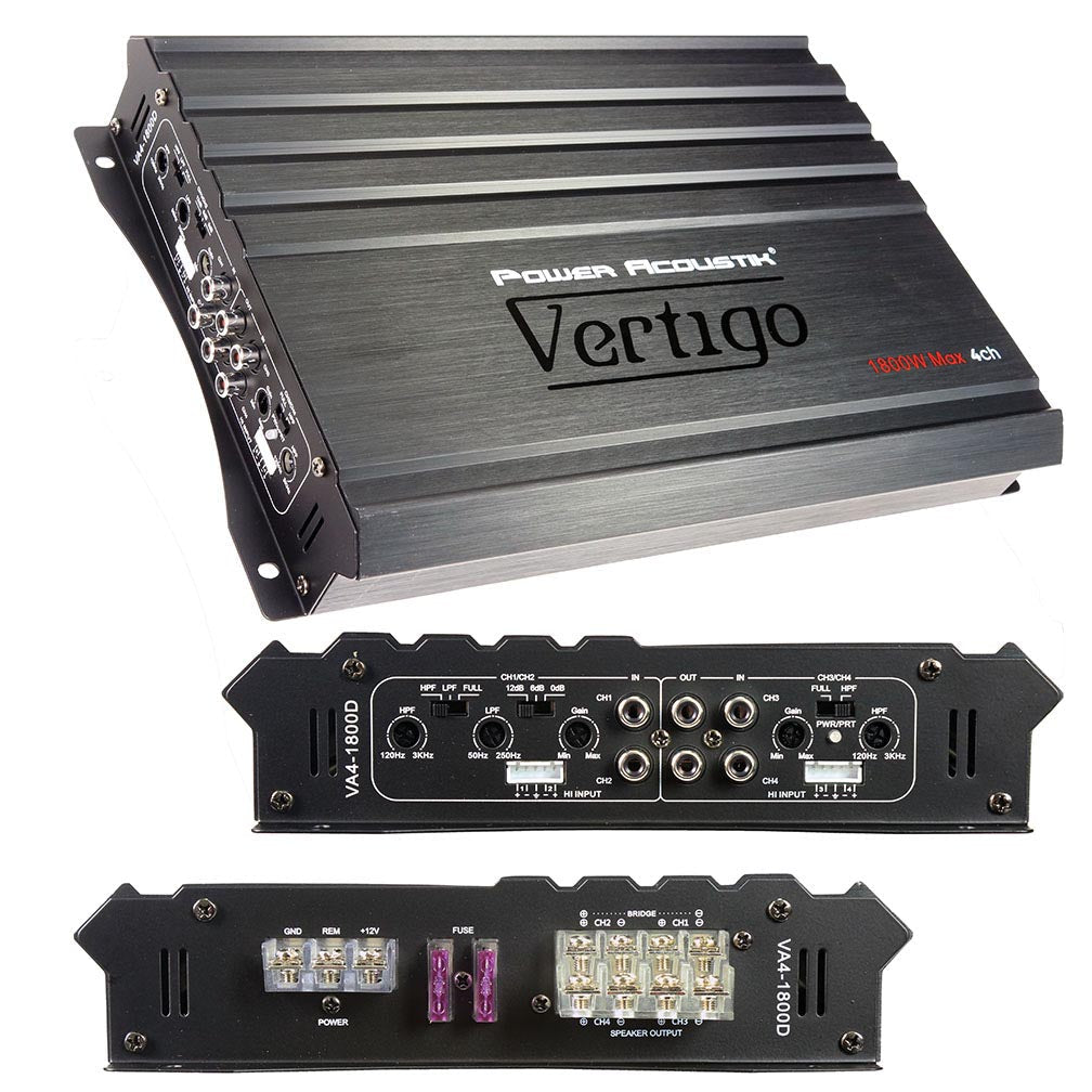 Power Acoustik Vertigo Series 4 Channel Amplifier 1800W Max - Clinch River Fishing USA