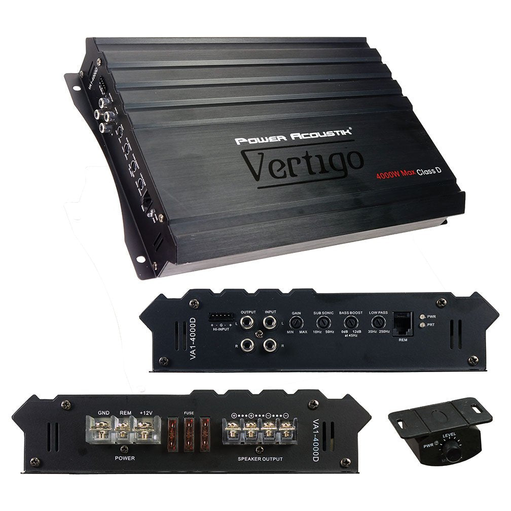 Power Acoustik Vertigo Series Monoblock Amplifier 4000W Max - Clinch River Fishing USA