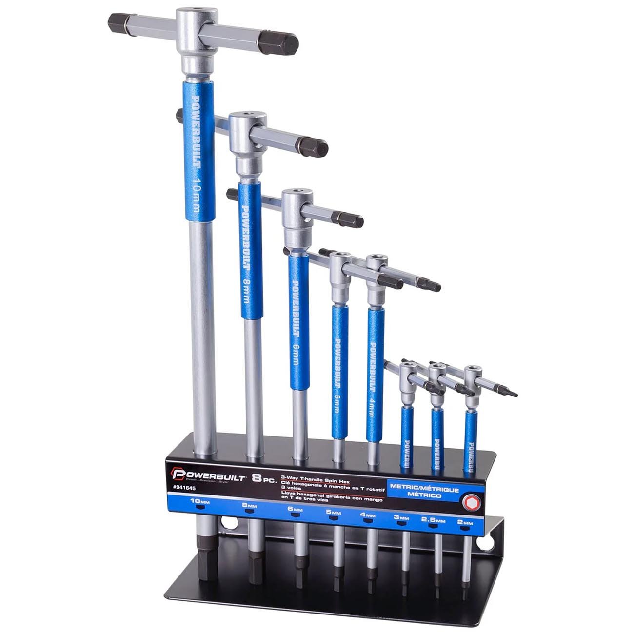 Powerbuilt Metric T-Handle Hex/Allen Key Wrench Set with Storage Rack (8 Piece Set) - Clinch River Fishing USA