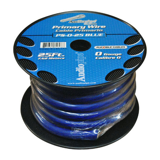 Audiopipe Power Wire 0-Gauge 25 Foot Spool - Blue