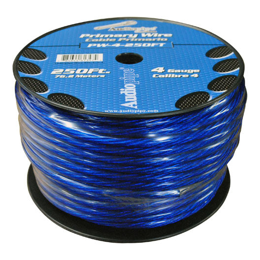 Audiopipe Power Cable 4-Gauge 250 Foot Spool - Blue