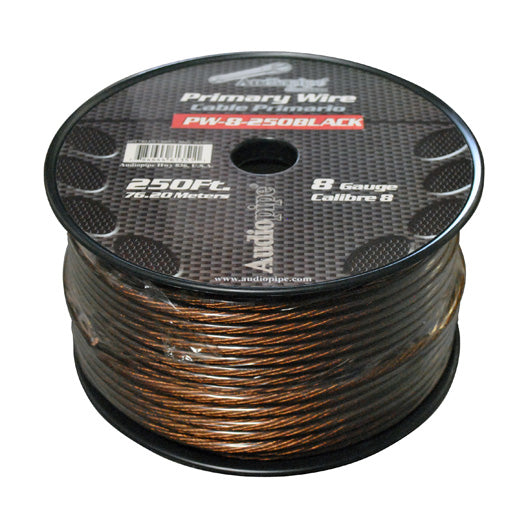Audiopipe Power Cable 8-Gauge 250 Foot Spool - Black