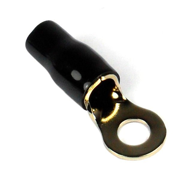 RING TERMINAL 4GA. 10PCS. GOLD;BLACK SLEEVE;XSCORPION - Clinch River Fishing USA