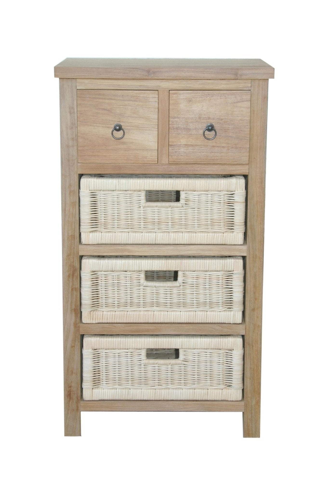SAFARI OCCASIONAL TABLE WITH DRAWERS & RATTAN BASKET - Clinch River Fishing USA