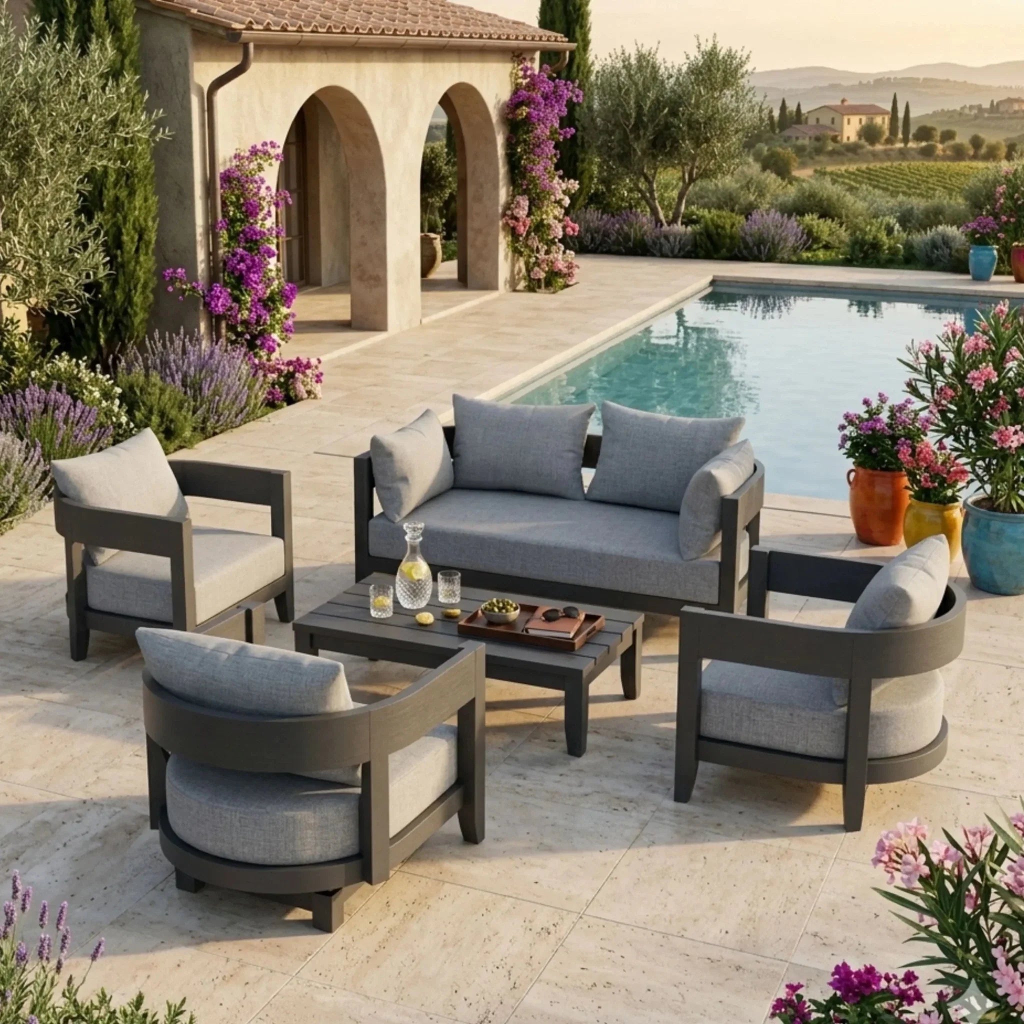 SET-173-AL 5-PC CORONADO ALUMINUM DEEP SEATING SET - Clinch River Fishing USA