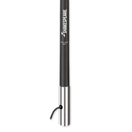 SHAKESPEARE 8', 6dB Classic VHF, w/ chrome ferrule and 15' RG-58 cable IN BLACK | 5101-BLK *SHIPPING CHARGES APPLY* - Clinch River Fishing USA