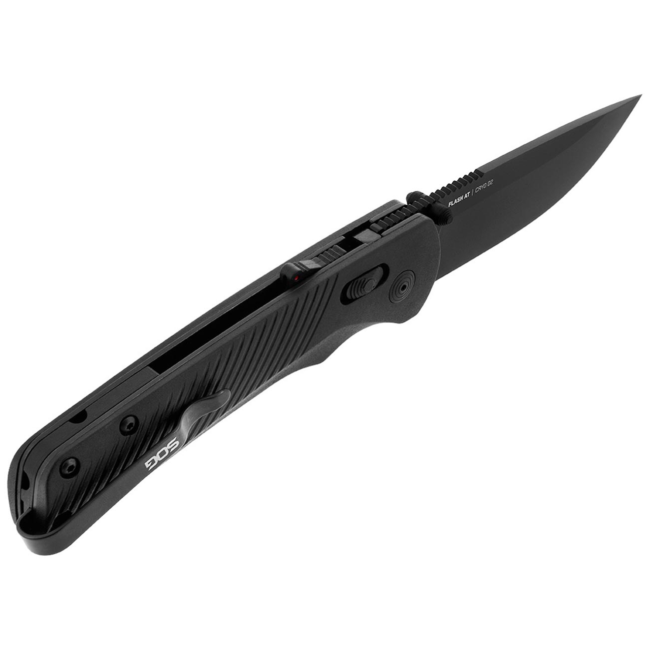 SOG Flash AT 3.45" Folding Pocket Knife (Blackout) - Clinch River Fishing USA