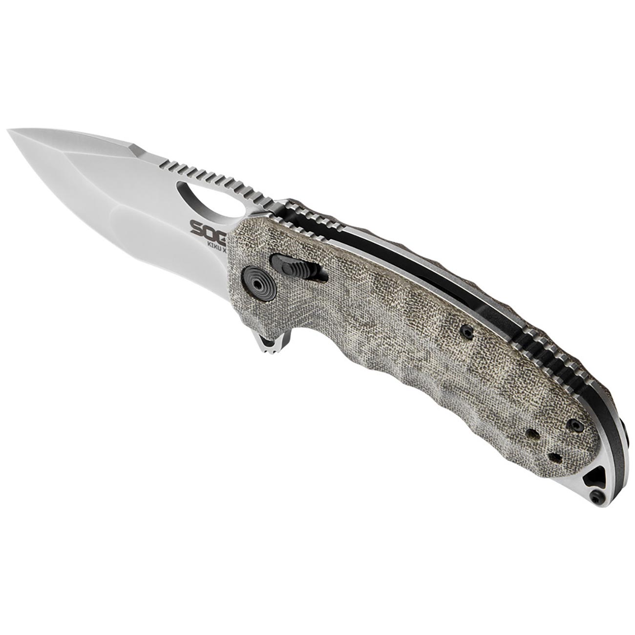 SOG Kiku XR 3.03" Folding Pocket Knife (Natural Linen Micarta) - Clinch River Fishing USA