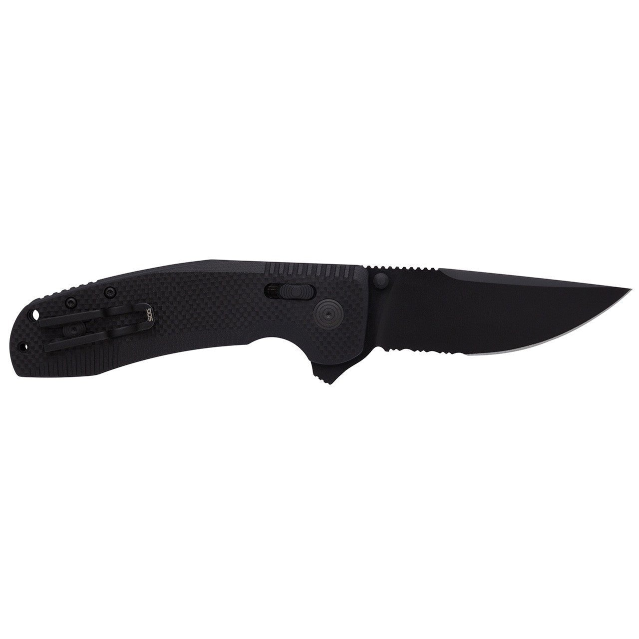 SOG SOG-TAC XR Serrated 3.39" Folding Pocket Knife (Blackout) - Clinch River Fishing USA