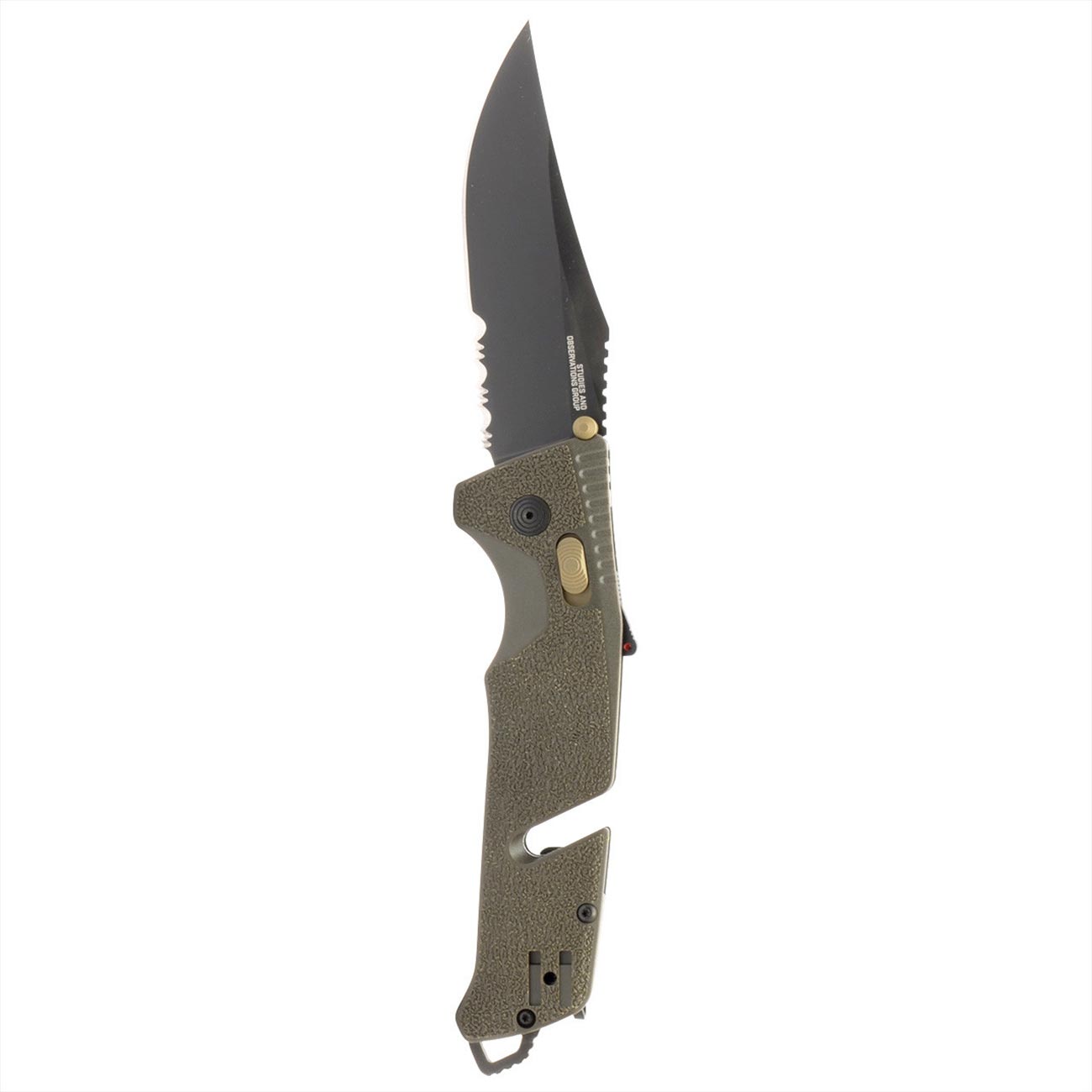 SOG Trident AT Partially Serrated 3.7" Folding Pocket Knife (OD Green) - Clinch River Fishing USA