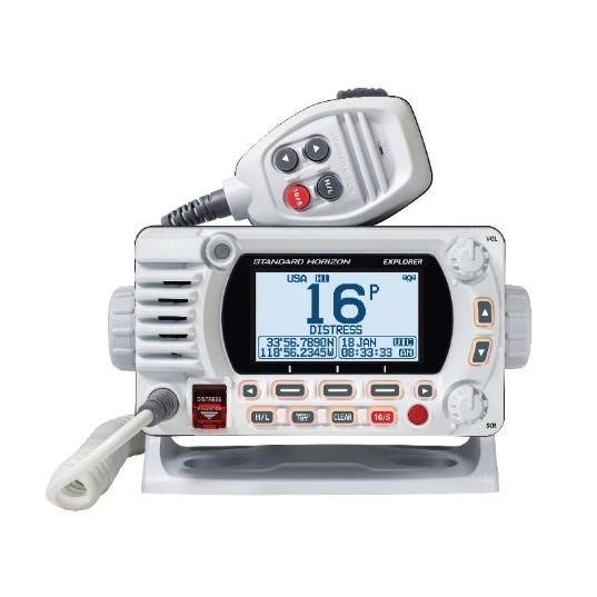 STANDARD HORIZON EXPLORER WHITE 25W Fixed Mount VHF/NMEA200 radio RAM MIC Compatible with Dot Matrix LCD | GX1850W - Clinch River Fishing USA