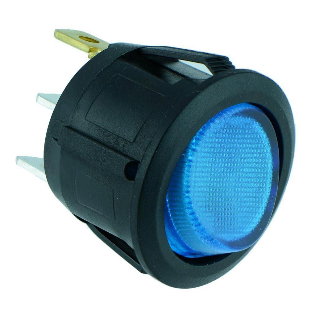 SWITCH ROUND ROCKER W/BLUE LED10 PACK - Clinch River Fishing USA