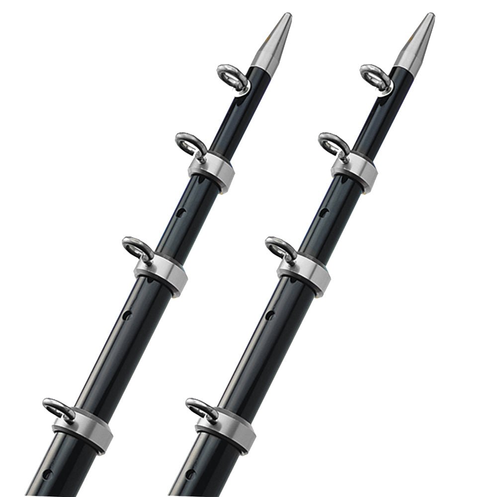TACO 15' Telescopic Outrigger Poles HD 1 - ½" - Black/Silver - Clinch River Fishing USA