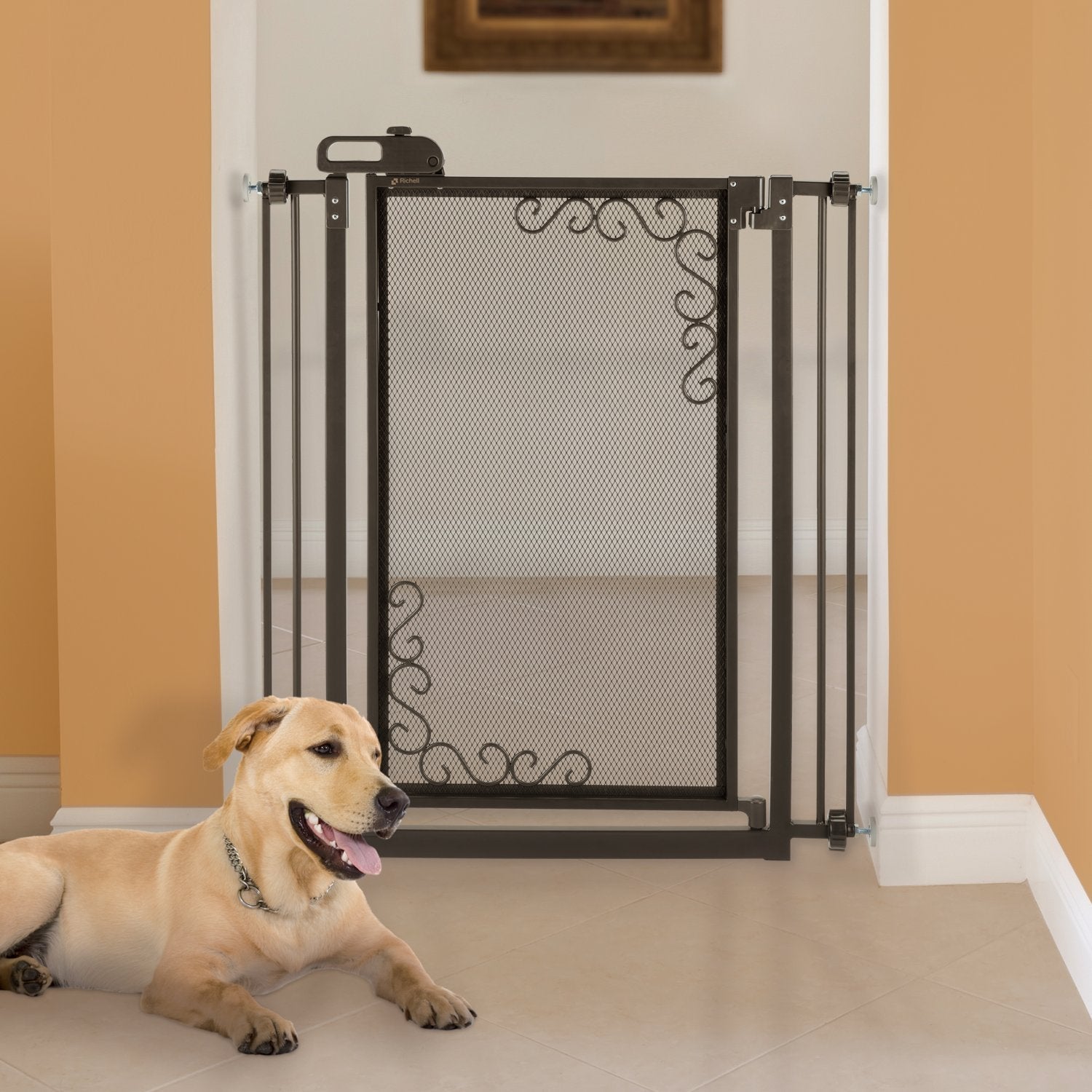 Tall One-Touch Metal Mesh Pet Gate in Black - Clinch River Fishing USA