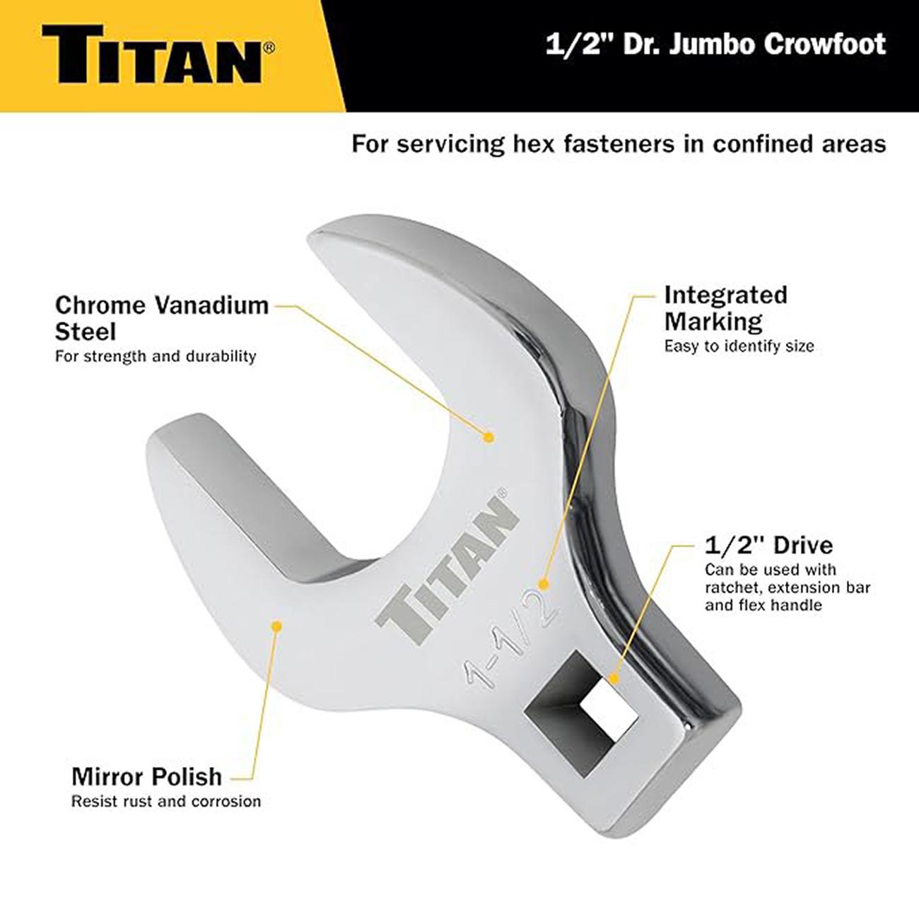 Titan SAE 1/2" Drive Crowfoot Wrench: 1-1/4" - Clinch River Fishing USA