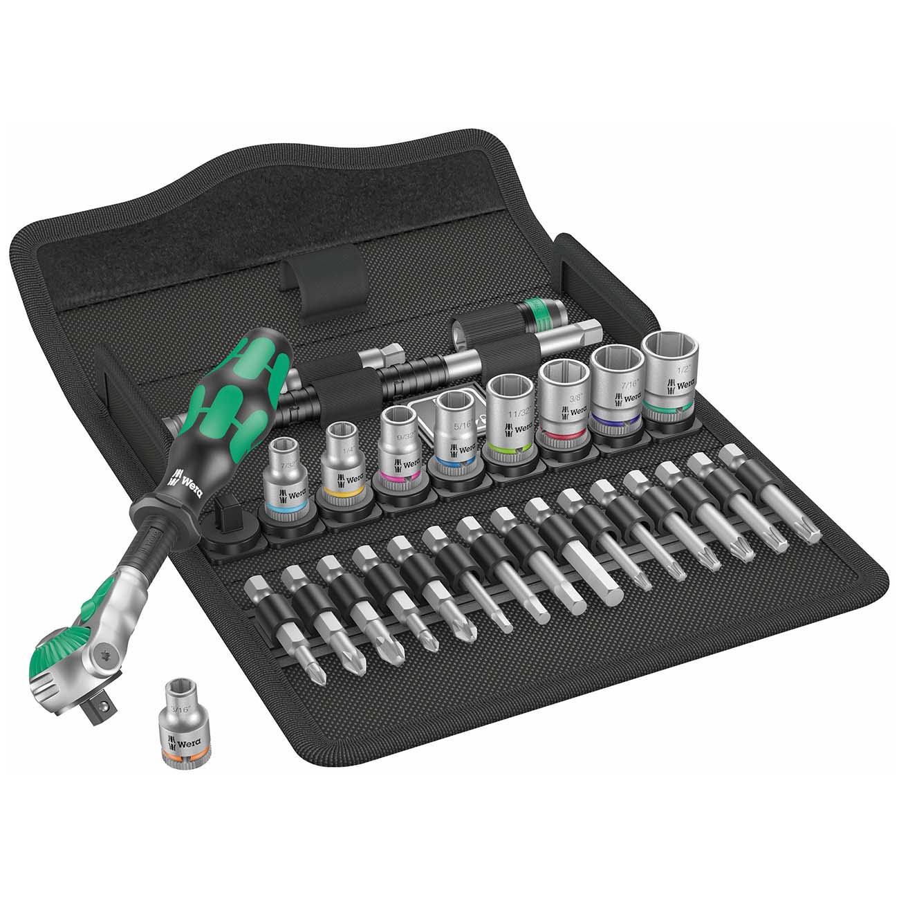 Wera 1/4" Drive Multi - Function Ratchet and SAE Socket Set (28 - Piece) - Clinch River Fishing USA