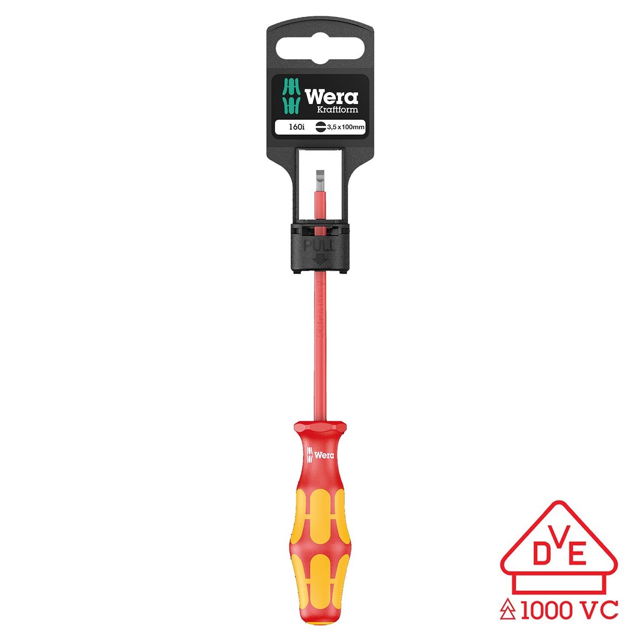 Wera VDE Insulated Screwdriver: Slotted 3.5mm x 100mm with Lasertip (On Hang - Tag) - Clinch River Fishing USA