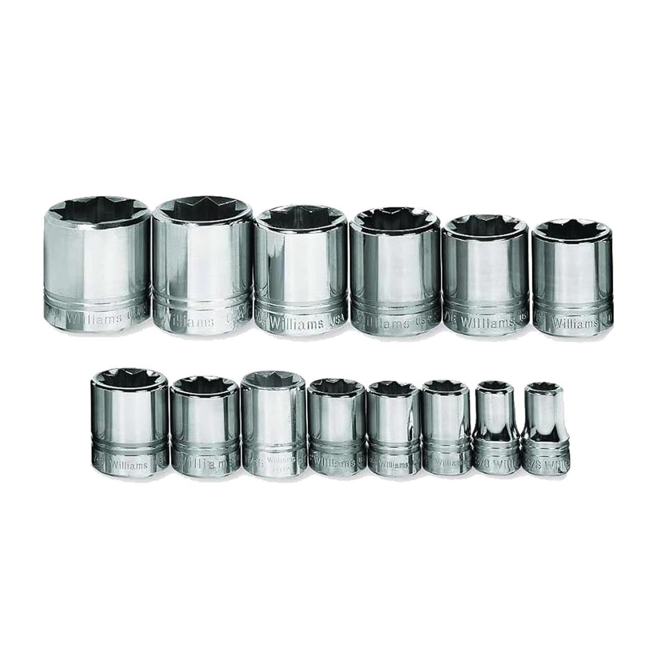 Williams 1/2GΓΒ¦ Drive Shallow SAE Socket Set on Clip Rail 8-Point (14 Piece) - Clinch River Fishing USA