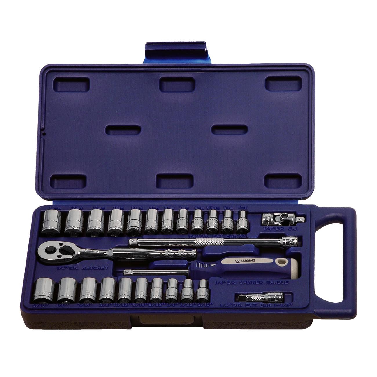 Williams 1/4" Drive Metric/SAE 6-Point Socket Set (27-Piece) - Clinch River Fishing USA