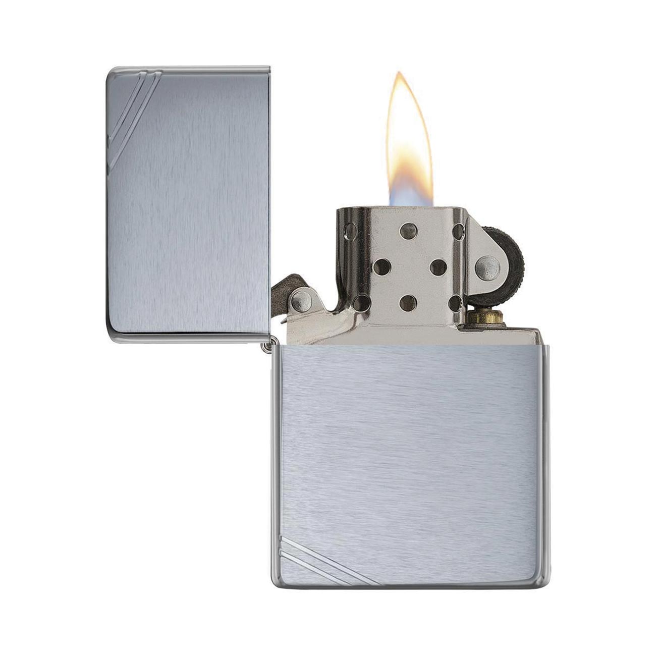 Zippo Windproof Lighter Brushed Chrome Vintage With Slashes - Clinch River Fishing USA