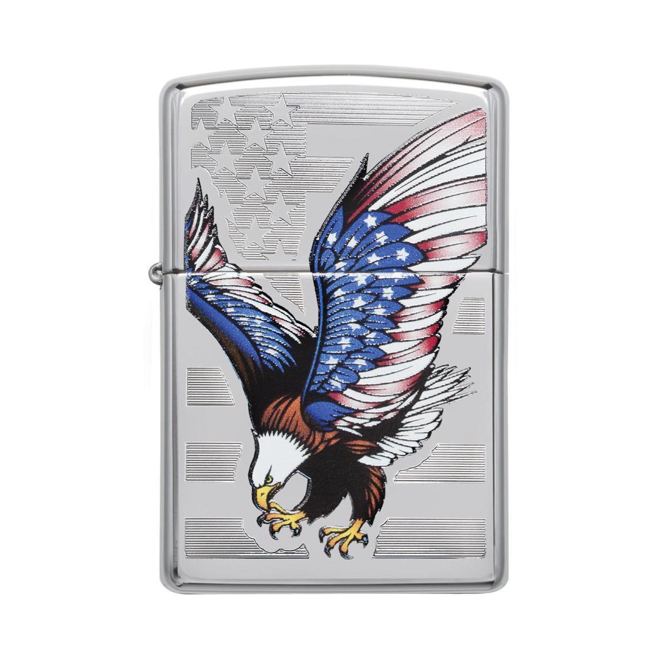 Zippo Windproof Lighter E - star Award W/patriotic Eagle Flag High Polish Chrome - Clinch River Fishing USA