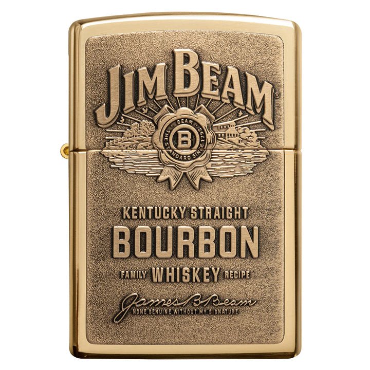 Zippo Windproof Lighter Jim Beam Brass Emblem High Polish Brass - Clinch River Fishing USA