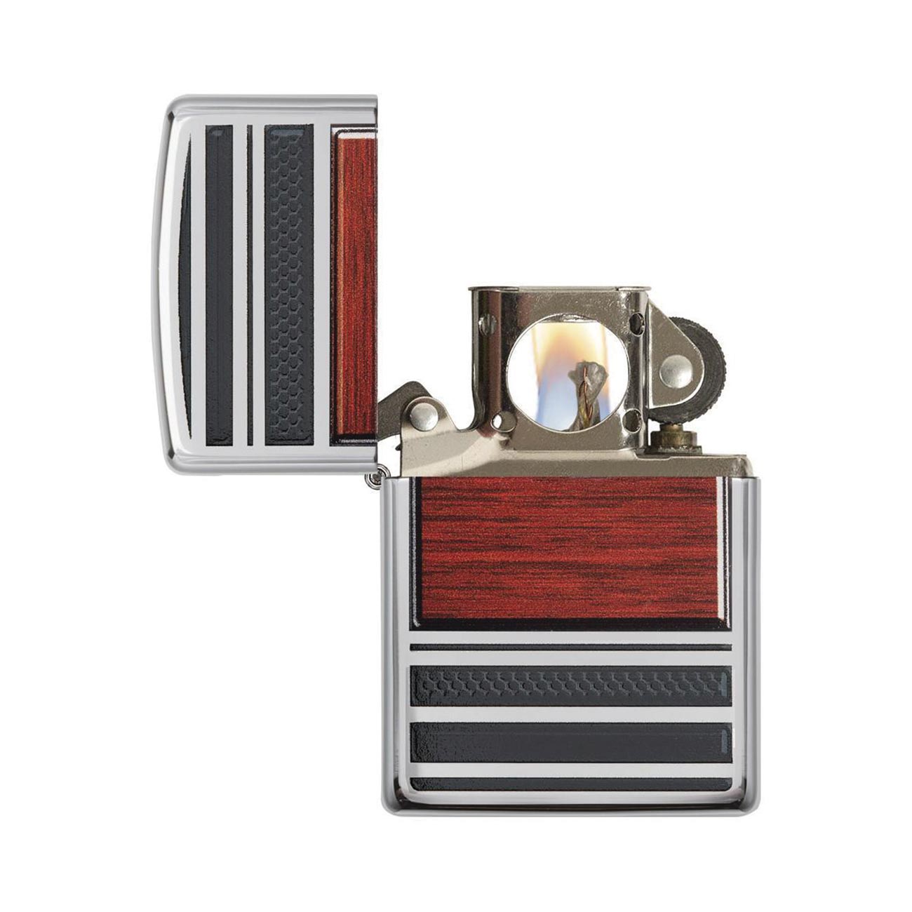 Zippo Windproof Lighter Pipe Wood Design W/pipe Lighter Insert High Polish Chrome - Clinch River Fishing USA