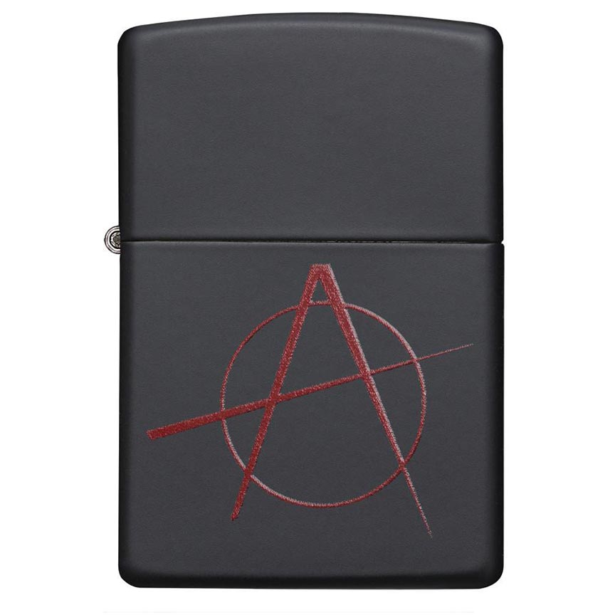 Zippo Windproof Lighter Red Anarchy Symbol Black Matte - Clinch River Fishing USA