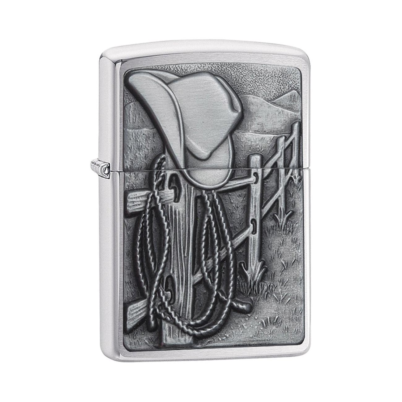 Zippo Windproof Lighter Resting Cowboy Brushed Chrome - Clinch River Fishing USA