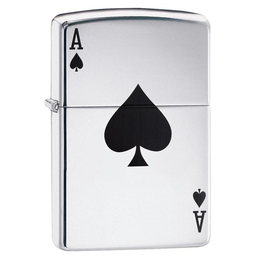 Zippo Windproof Lighter Simple Spade Design High Polish Chrome - Clinch River Fishing USA