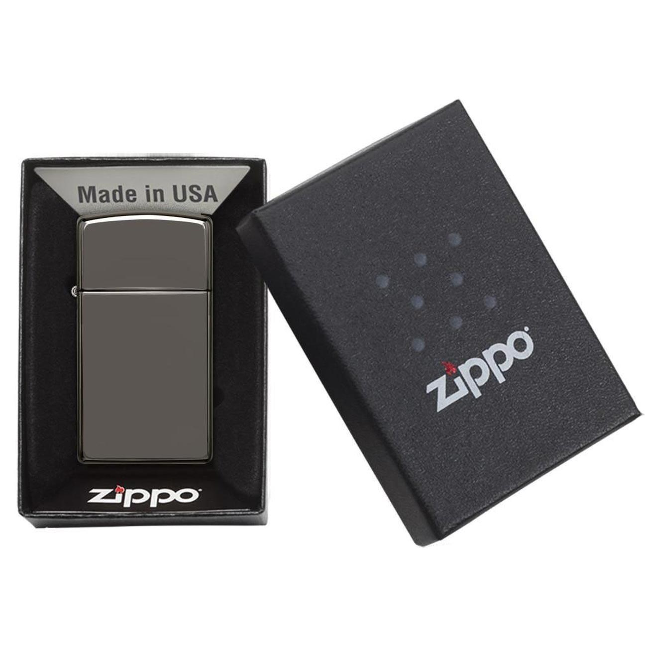 Zippo Windproof Lighter Slim Case Black Ice Finish - Clinch River Fishing USA