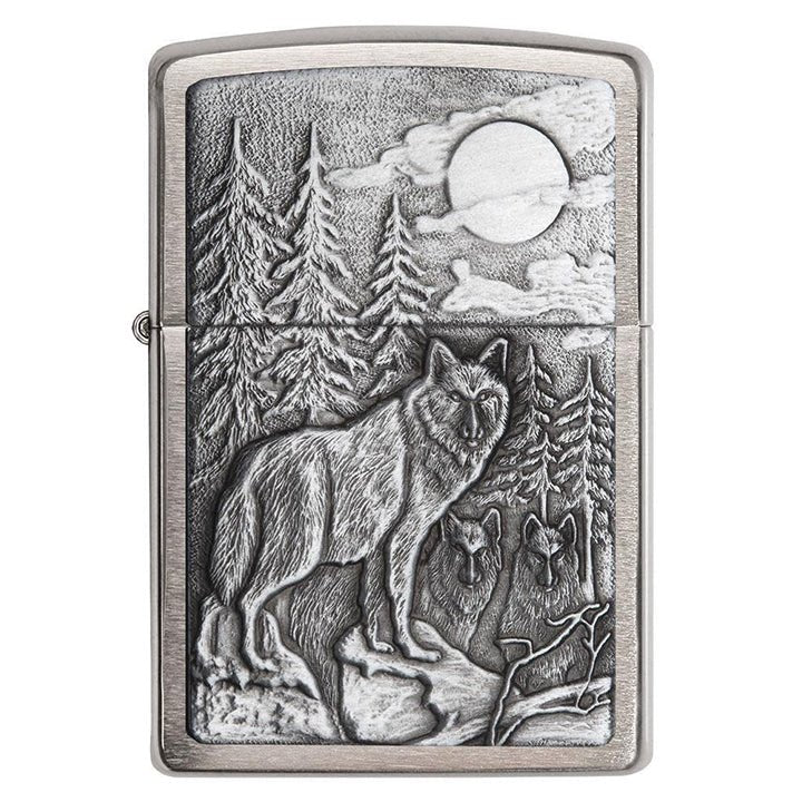 Zippo Windproof Lighter Timberwolves Emblem Brushed Chrome - Clinch River Fishing USA