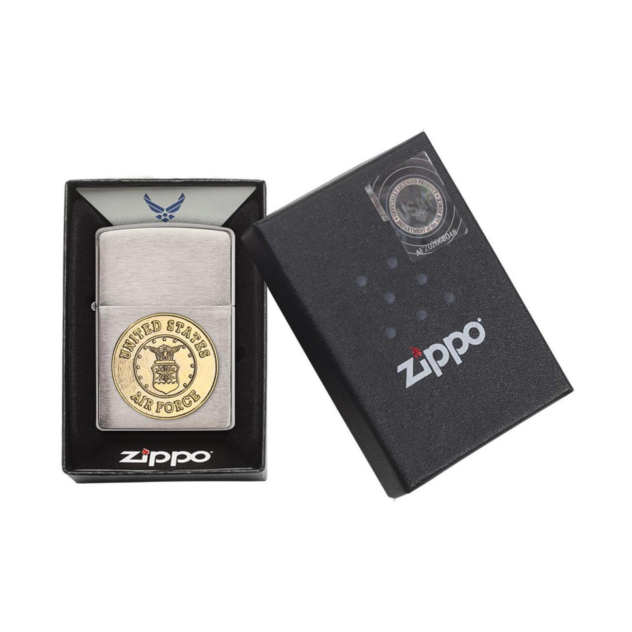 Zippo Windproof Lighter U.s. Air Force Crest Emblem Brushed Chrome - Clinch River Fishing USA